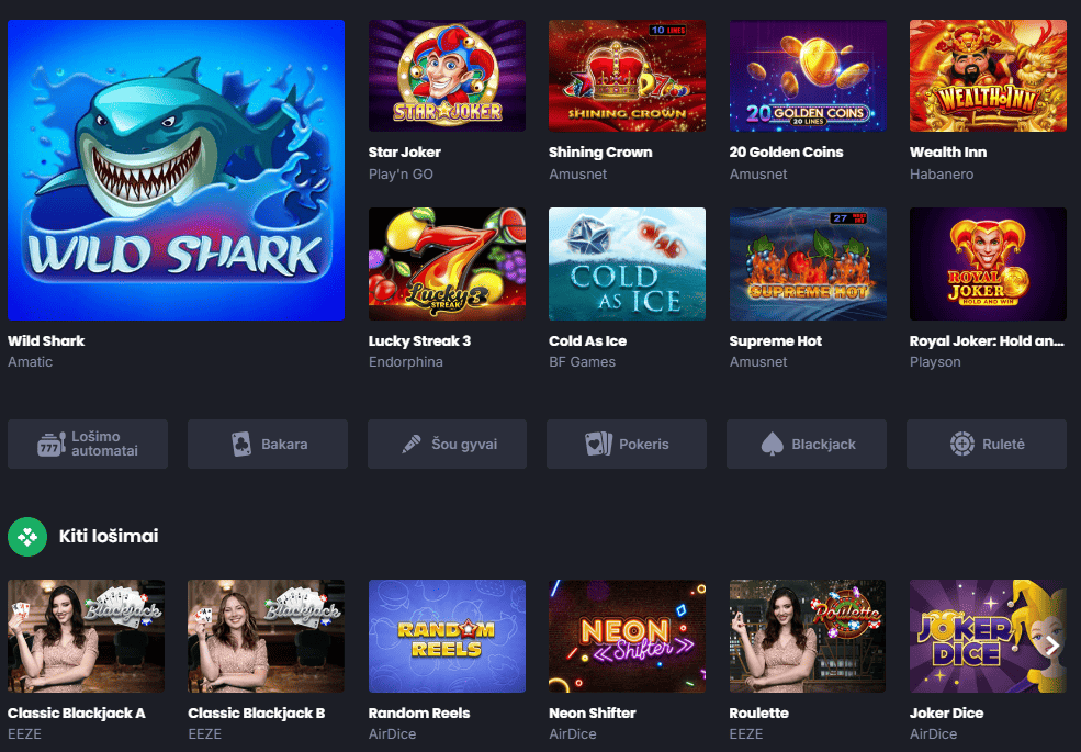 7bet kazino žaidimai