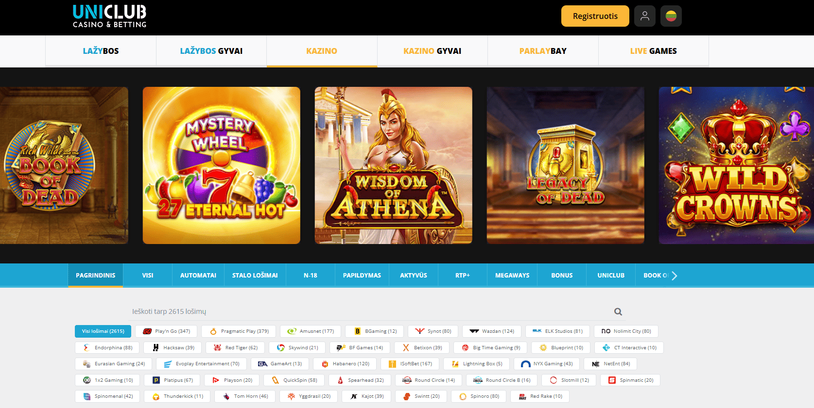 Uniclub kazino žaidimai