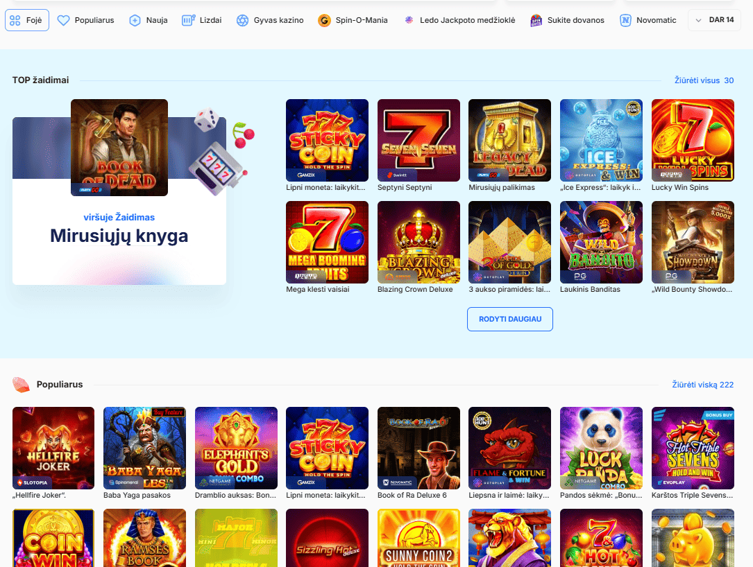 Ice Casino žaidimai