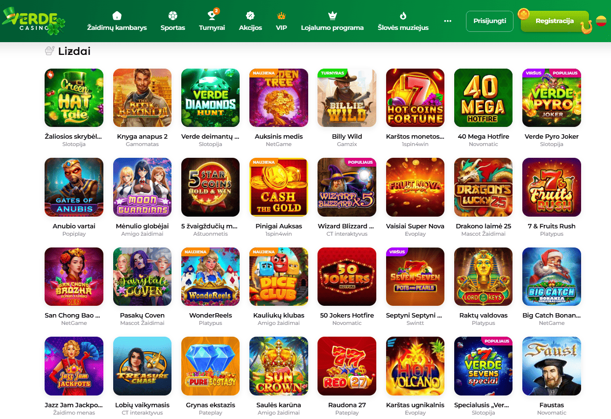 Verde casino lošimo automatai