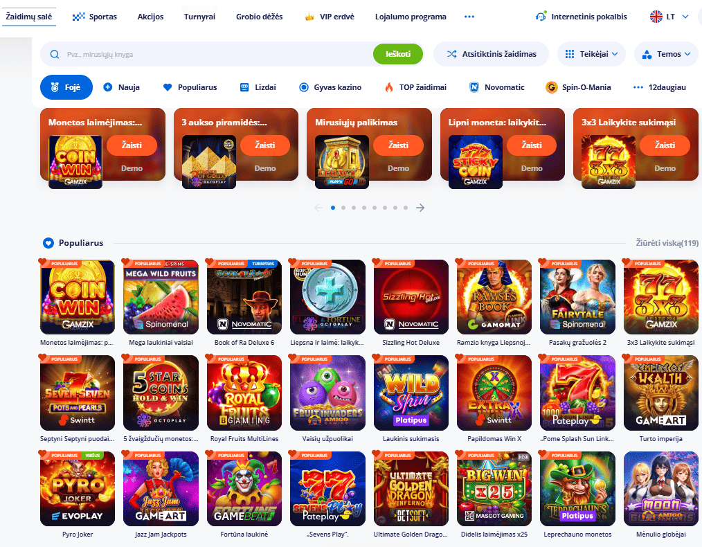 Vulkan Vegas žaidimai